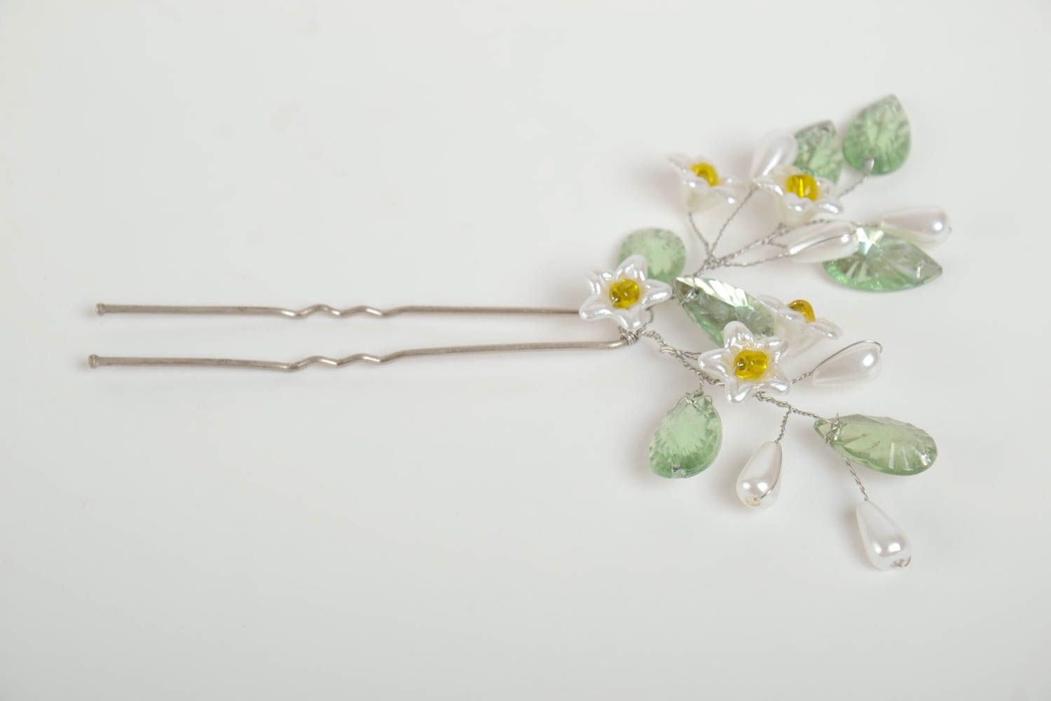 Künstlerische schöne interessante handgemachte Haarnadel mit Blumen für Damen foto 5