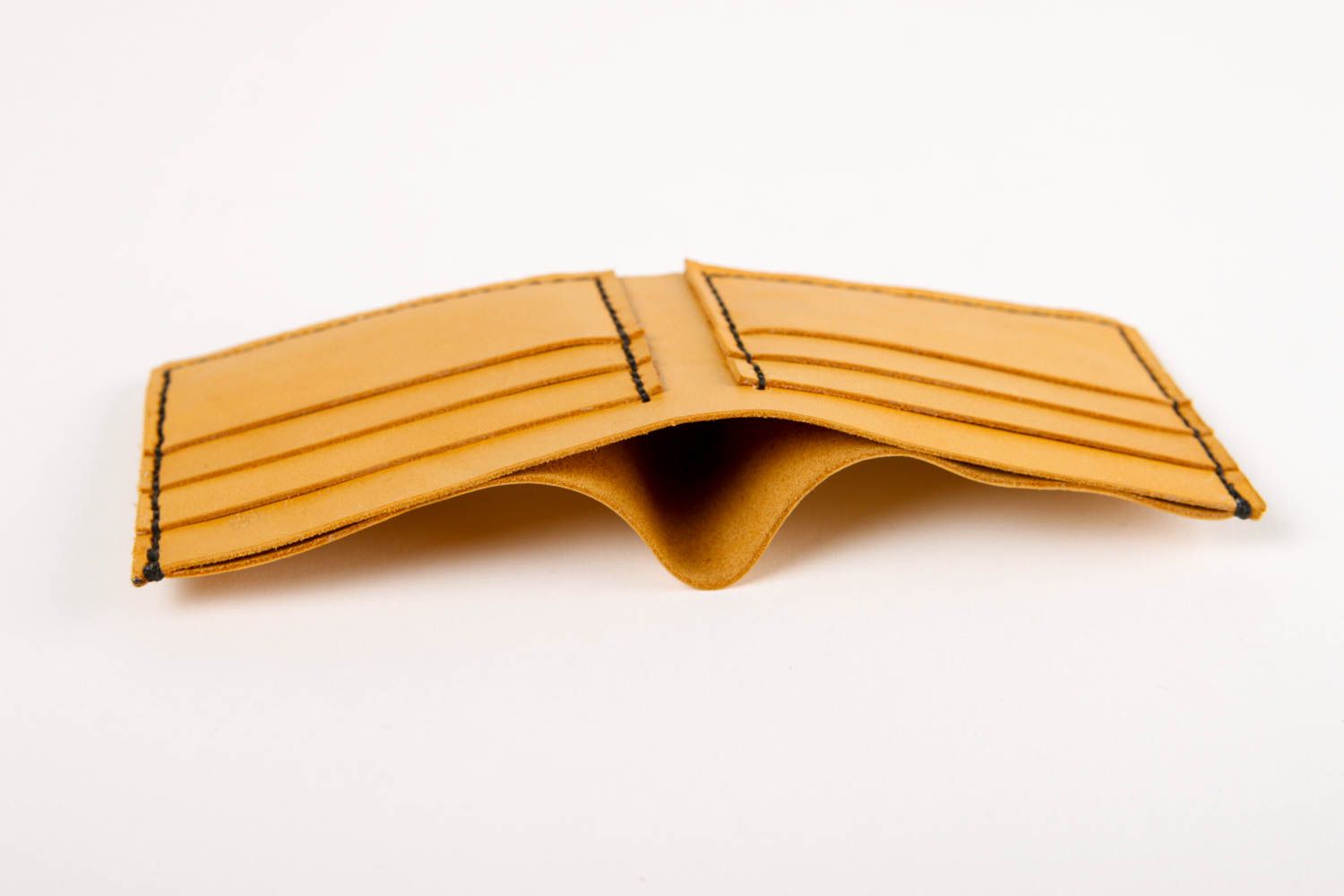Кошелек ручной работы желтый кожаный кошелек оригинальный кожаный аксессуар фото 3