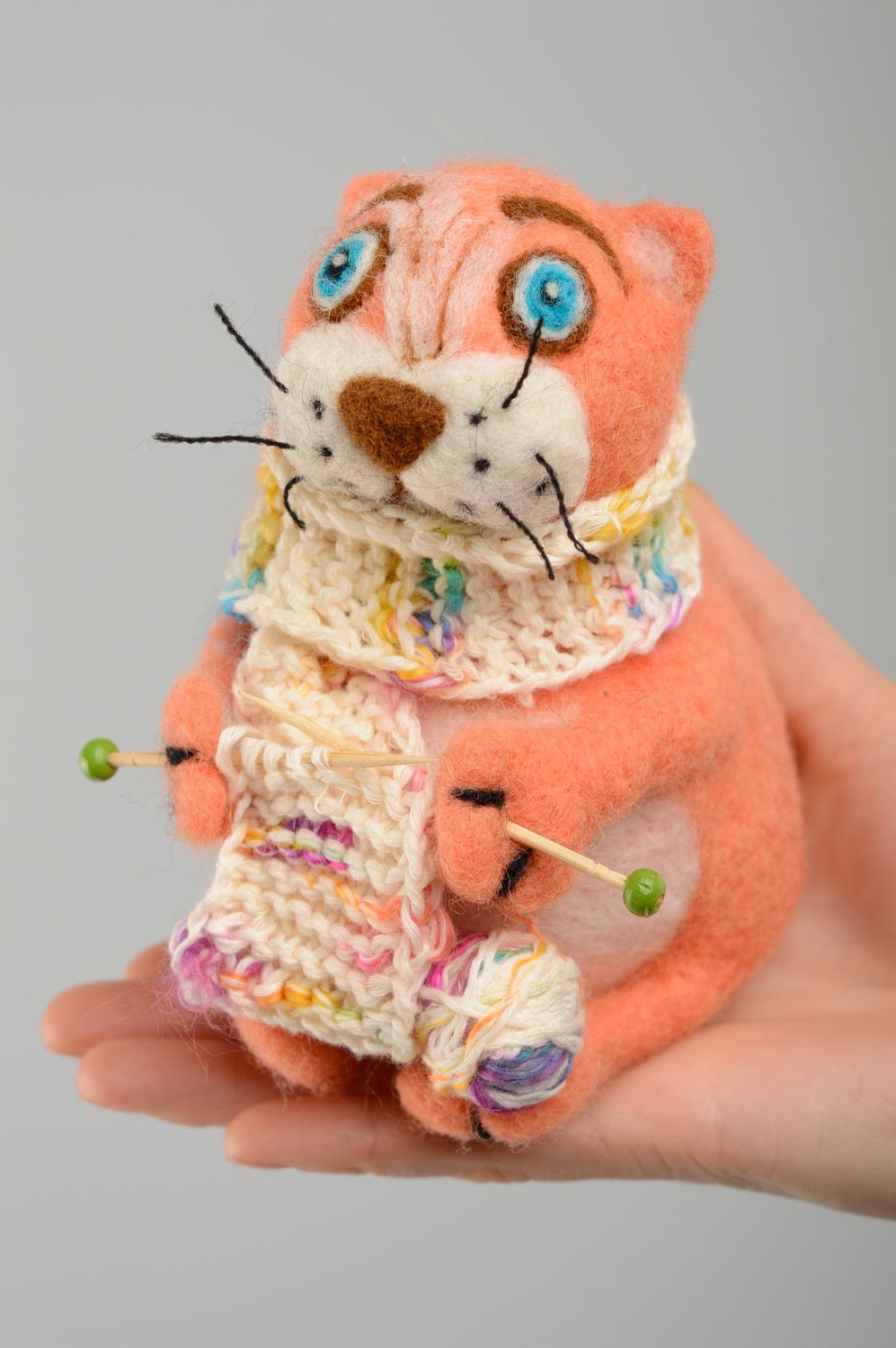 Handmade felted wool toy Cat photo 5