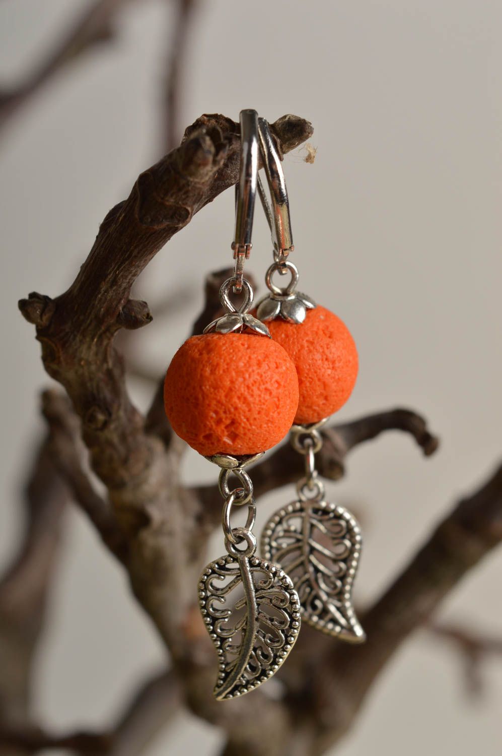 Украшение ручной работы серьги из полимерной глины модные серьги апельсинки фото 1