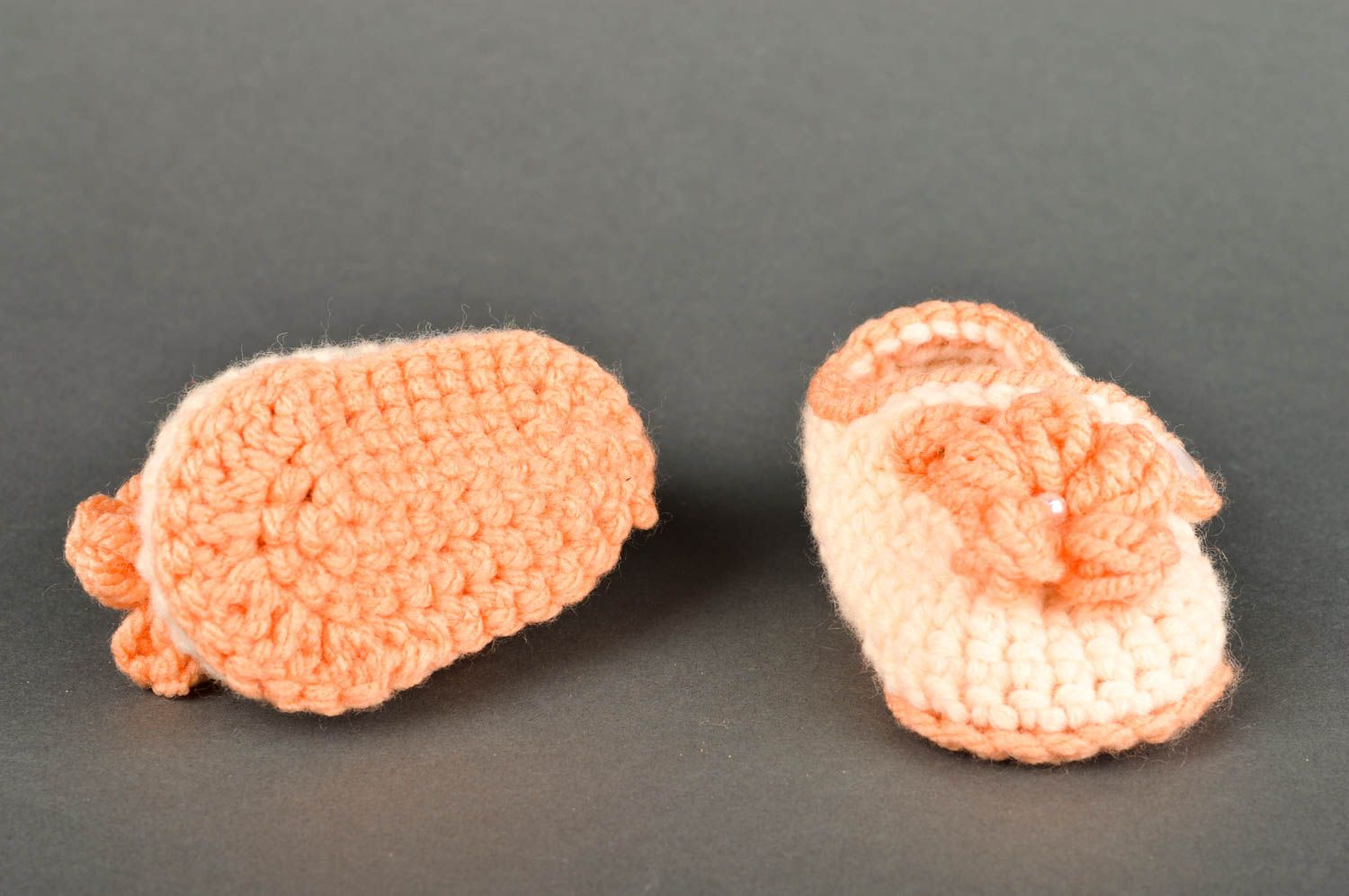 Пинетки крючком хэнд мэйд пинетки для новорожденных персиковые вязаные пинетки фото 2