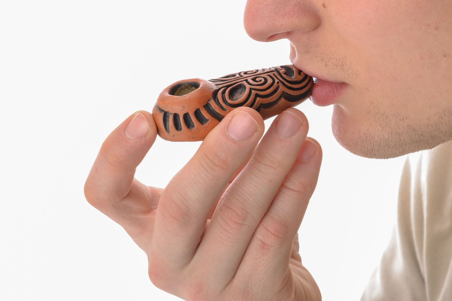 Small ceramic smoking pipe photo 5