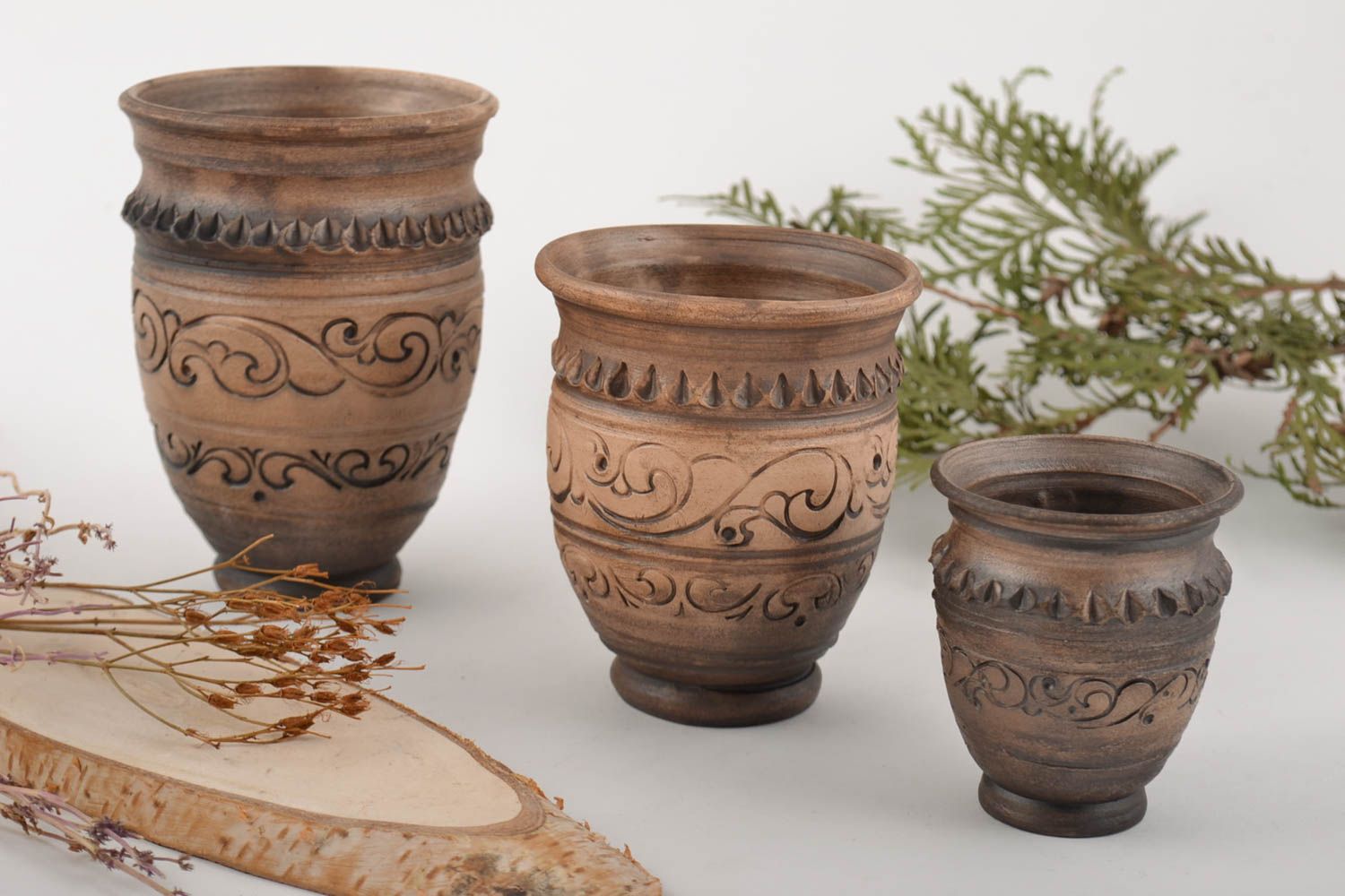 Vasos de cerámica tratados con plata 3 articulos de 330 ml 250 ml 50 ml foto 1
