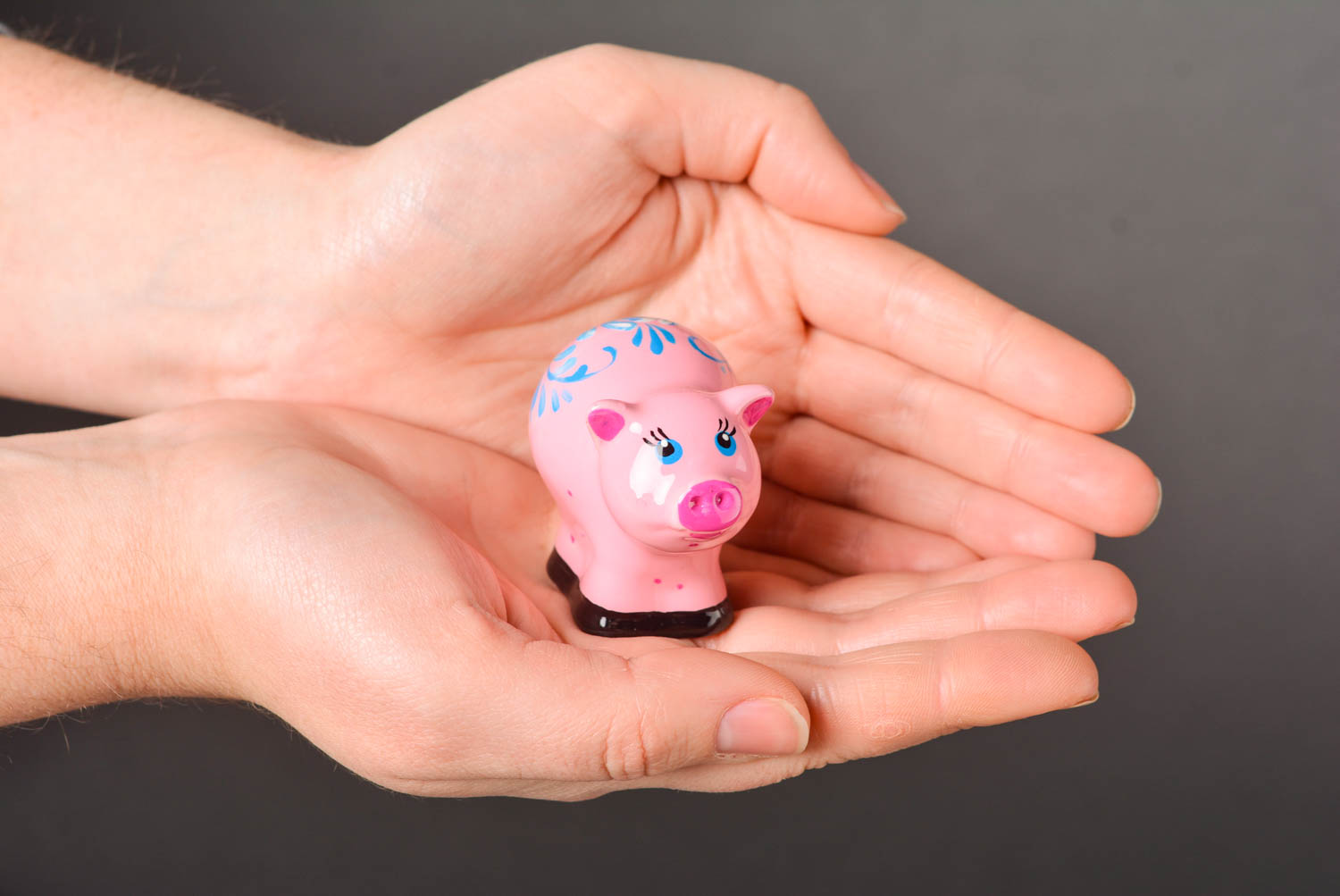 Figurine cochon rose fait main Statuette platre Déco maison Cadeau insolite photo 2
