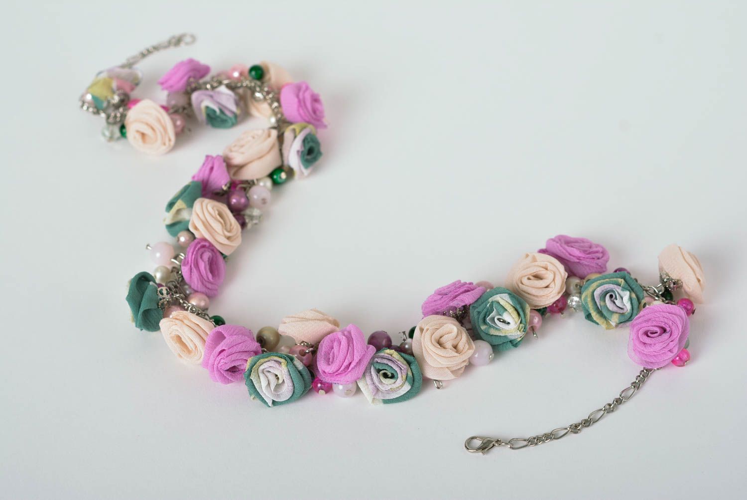 Handmade Damen Halskette Halsschmuck für Damen Schmuck Collier aus Perlen Blumen foto 5