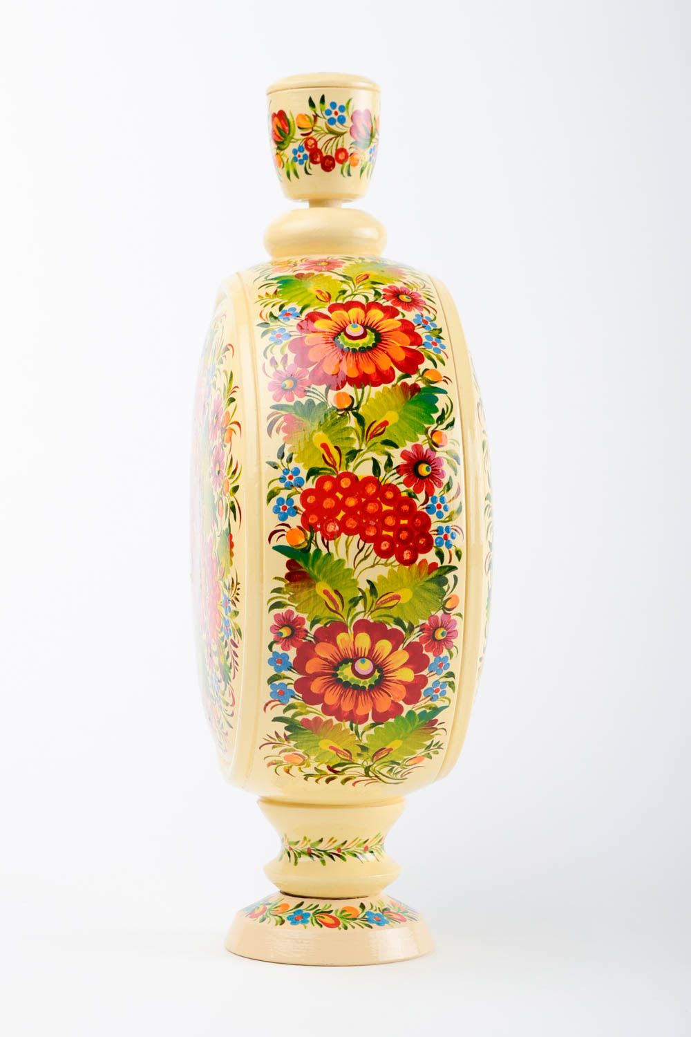 Деревянная бутылка хэнд мейд сувенир из дерева изделие с Петриковской росписью фото 5