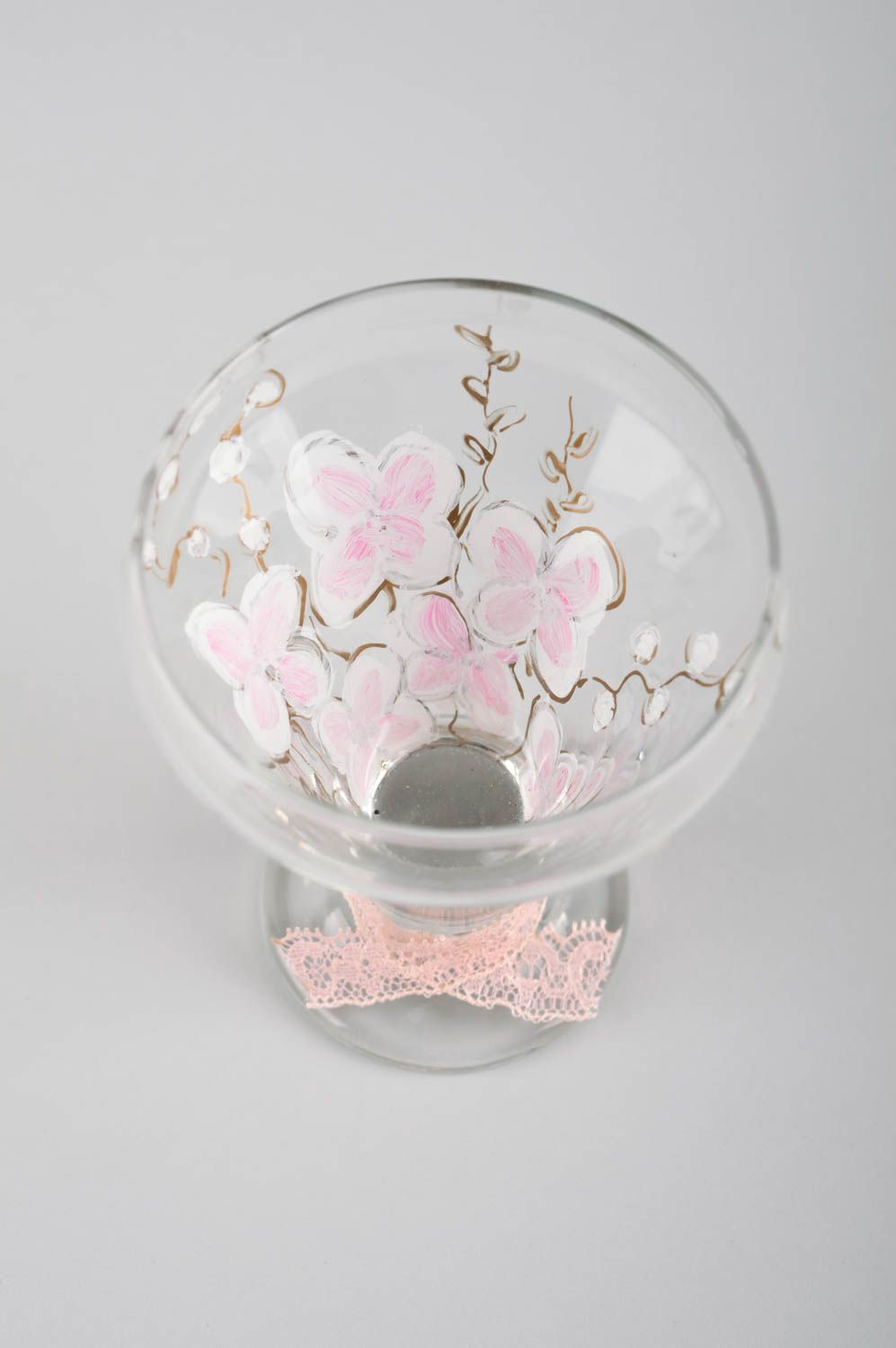 Geschirr aus Glas Tisch Deko handmade Trinkbecher aus Glas rosa bemaltes Glas foto 3