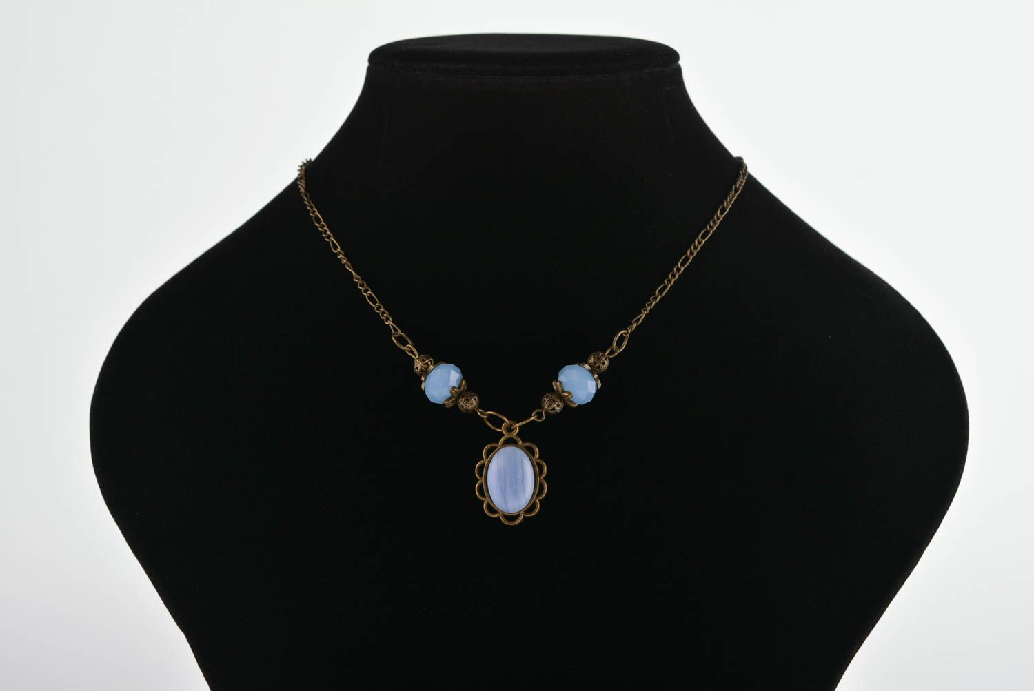 Modeschmuck Collier handgemacht Frauen Accessoire blau Schmuck Halskette foto 3