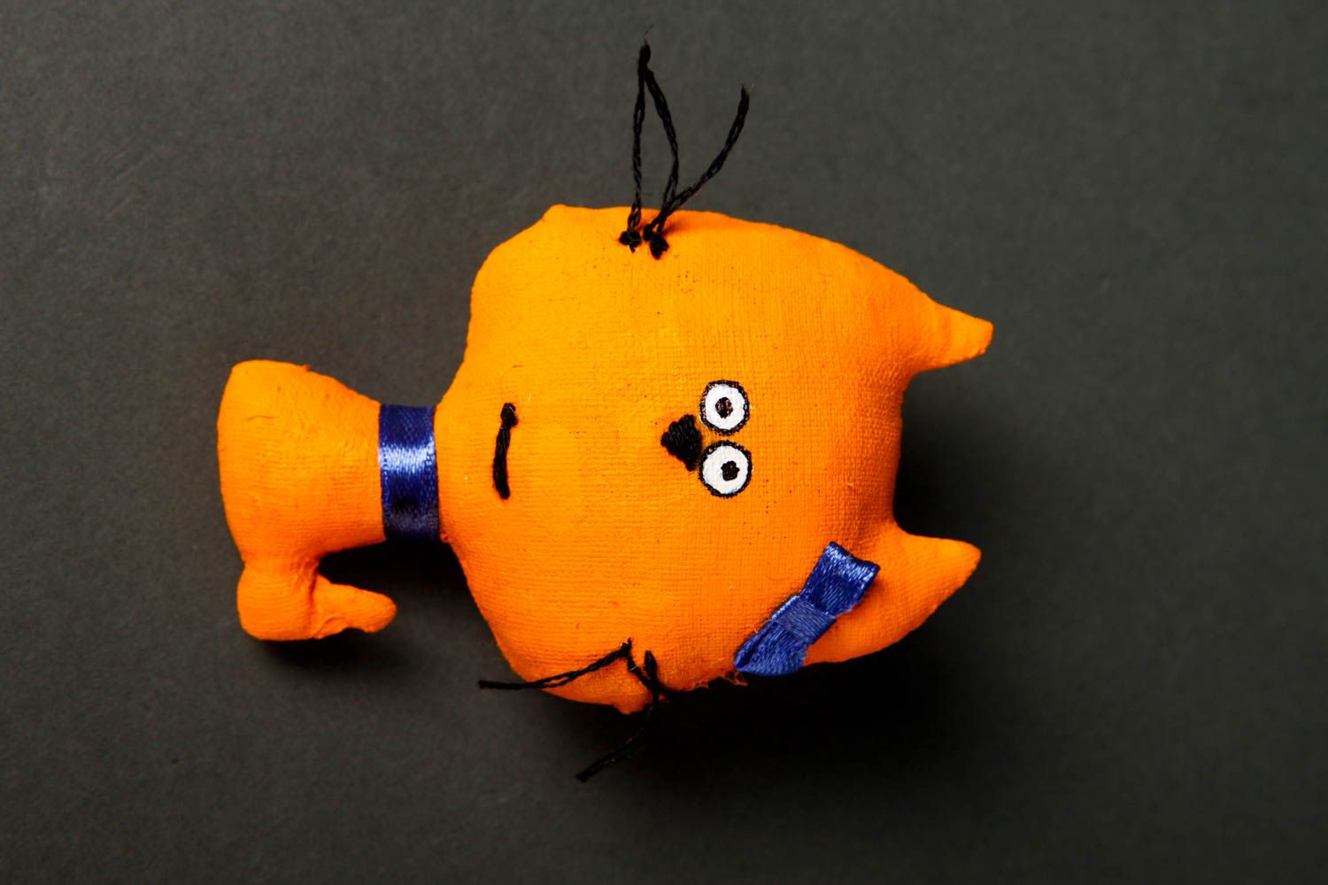 Broche textile Bijou fait main chat orange en toile de coton Accessoire femme photo 3