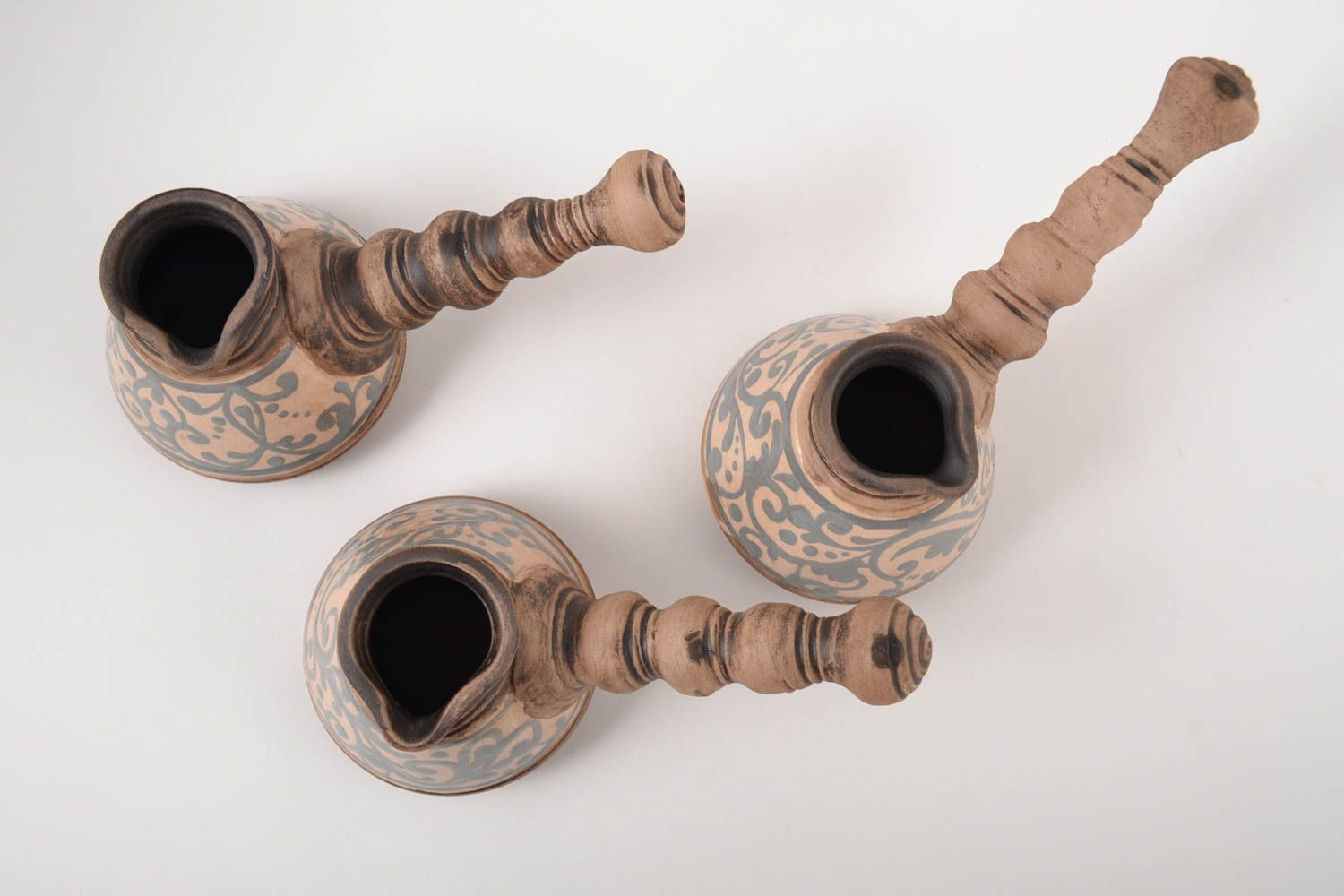 Handmade unusual ceramic ware beautiful coffee set 3 designer stylish cezves photo 2