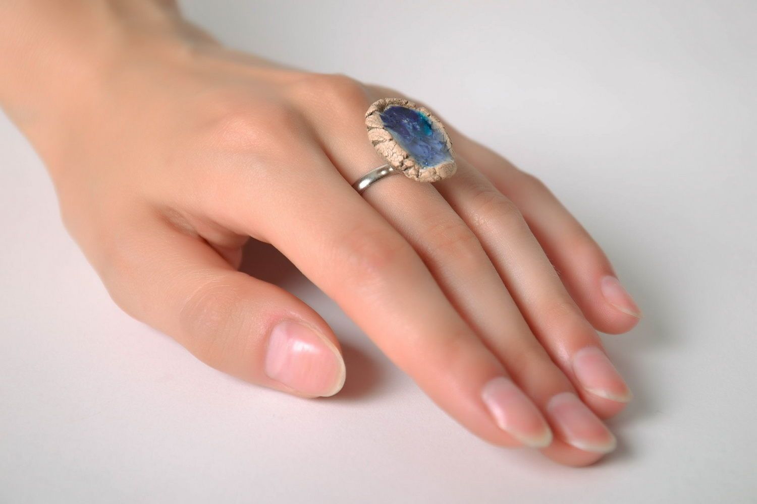 Керамический перстень со стеклом фото 2