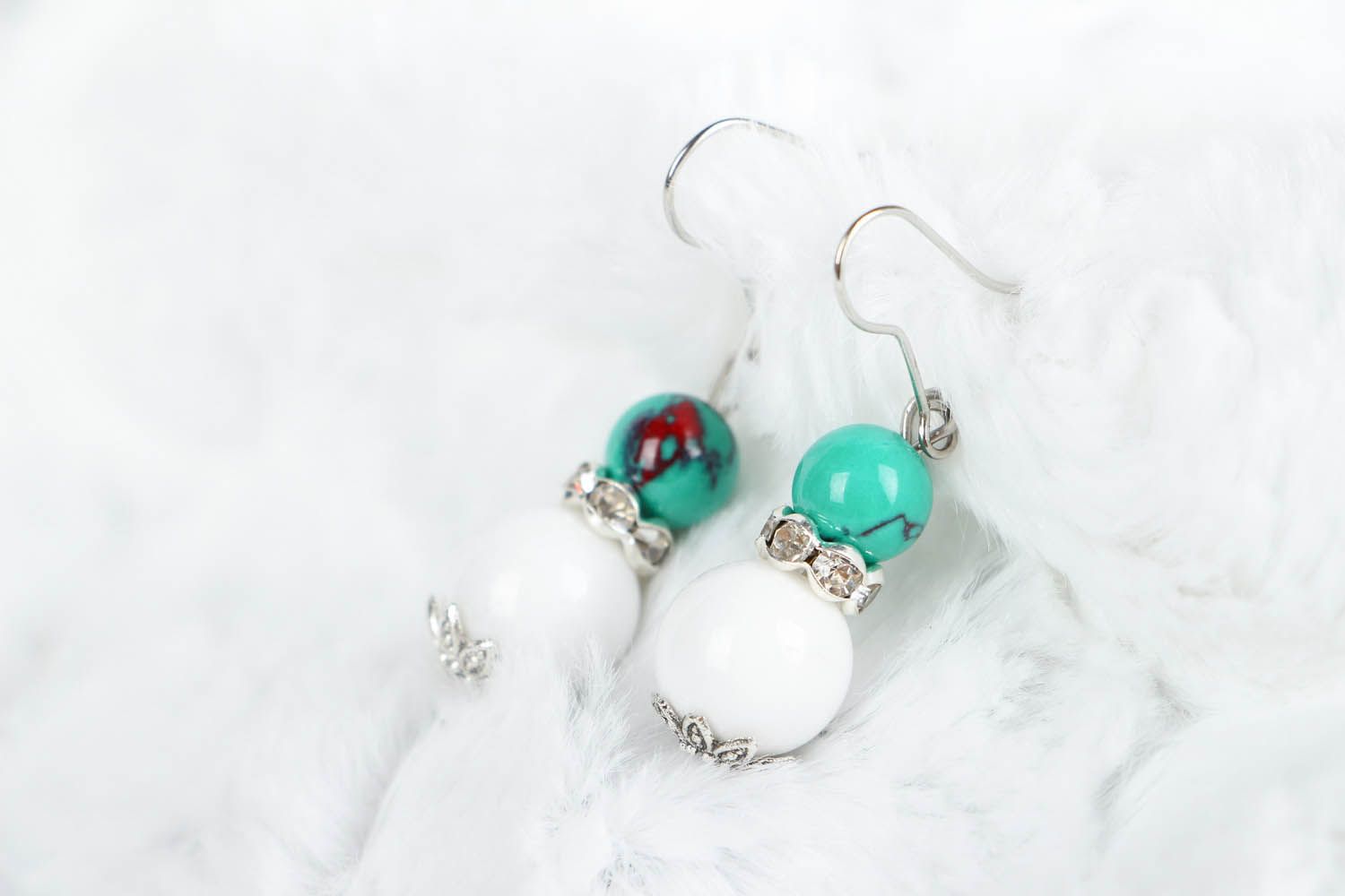 Earrings with agate and turquoise photo 3