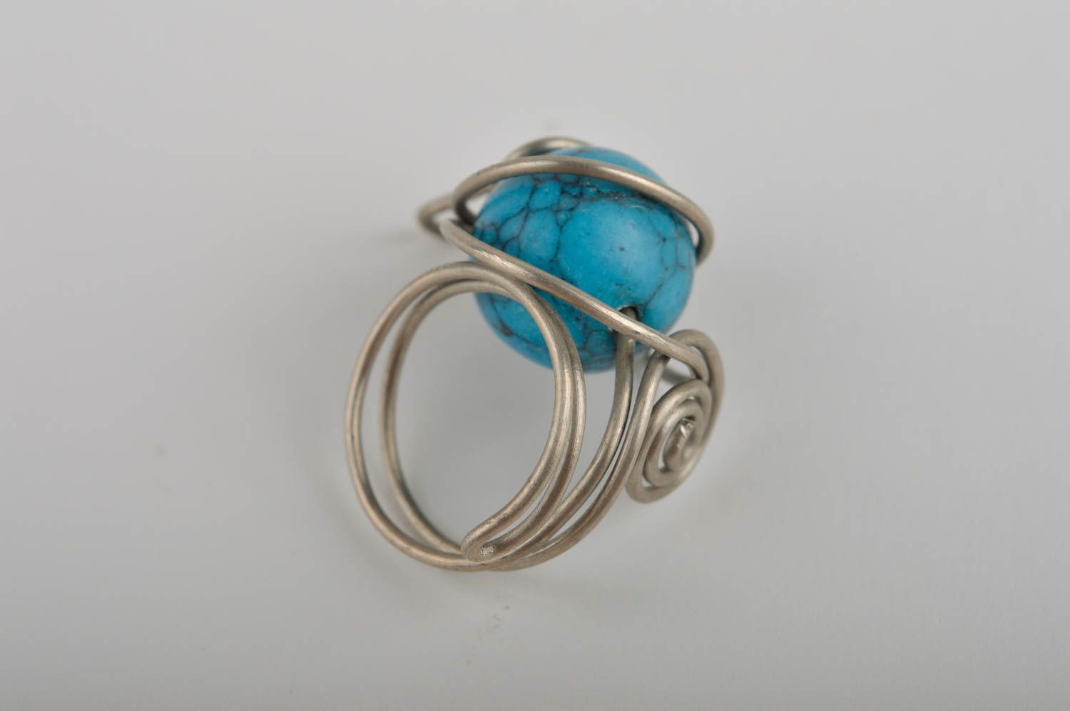 Ring mit Stein handgemacht Damen Modeschmuck schön Geschenk Idee blau foto 3