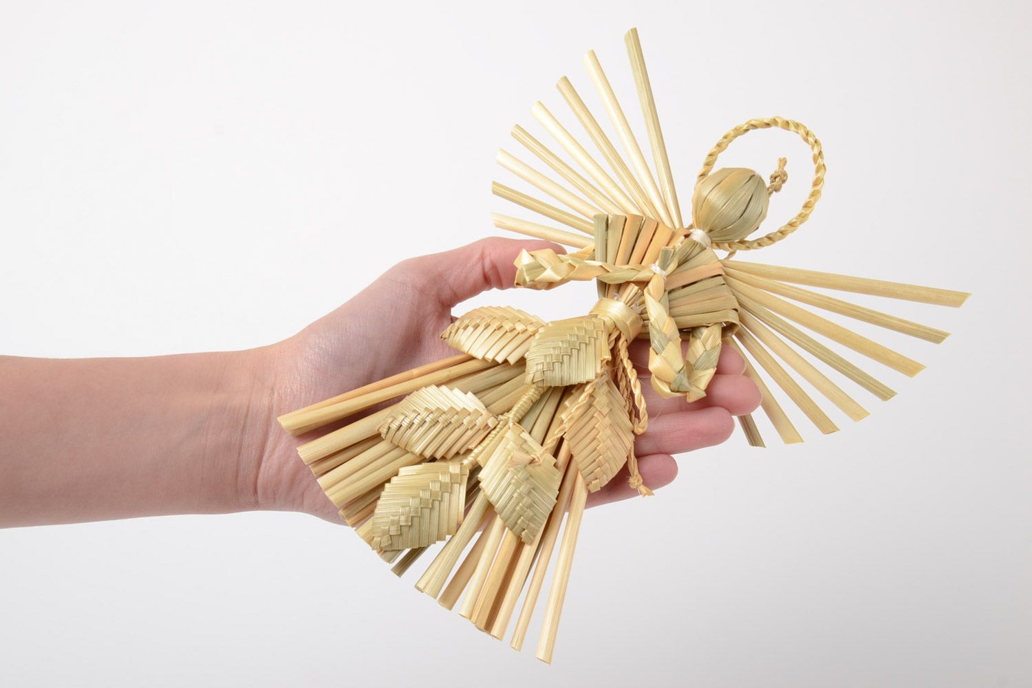 Geflochtener schöner Stroh Interieur Anhänger Engel Amulett handmade für Haus Dekor foto 5
