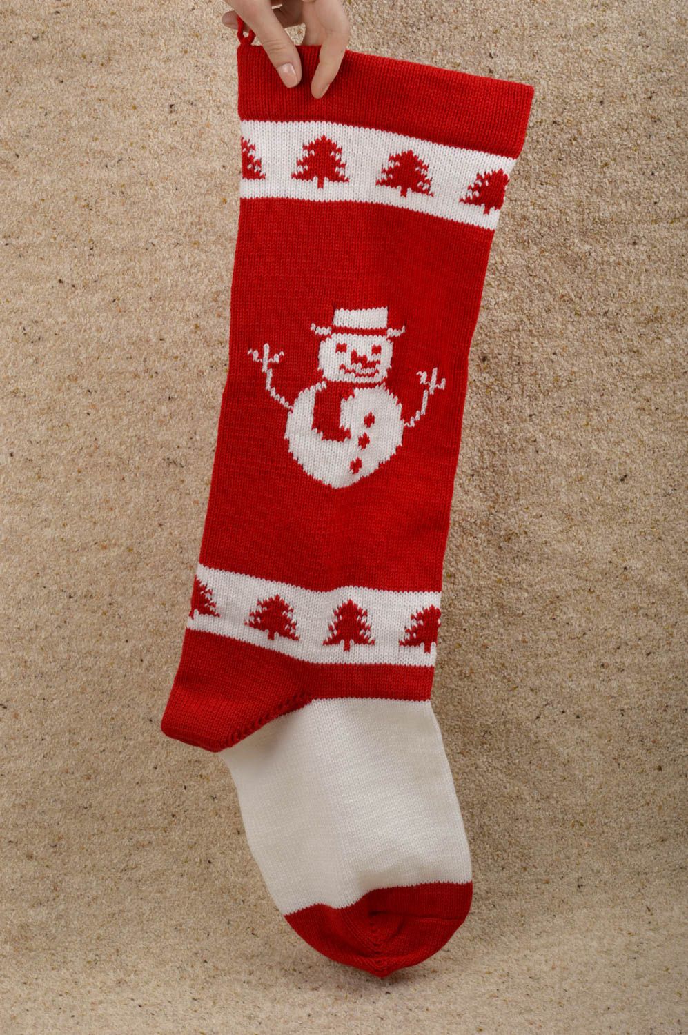 Lovely handmade sock beautiful red accessories unusual Christmas decor photo 1