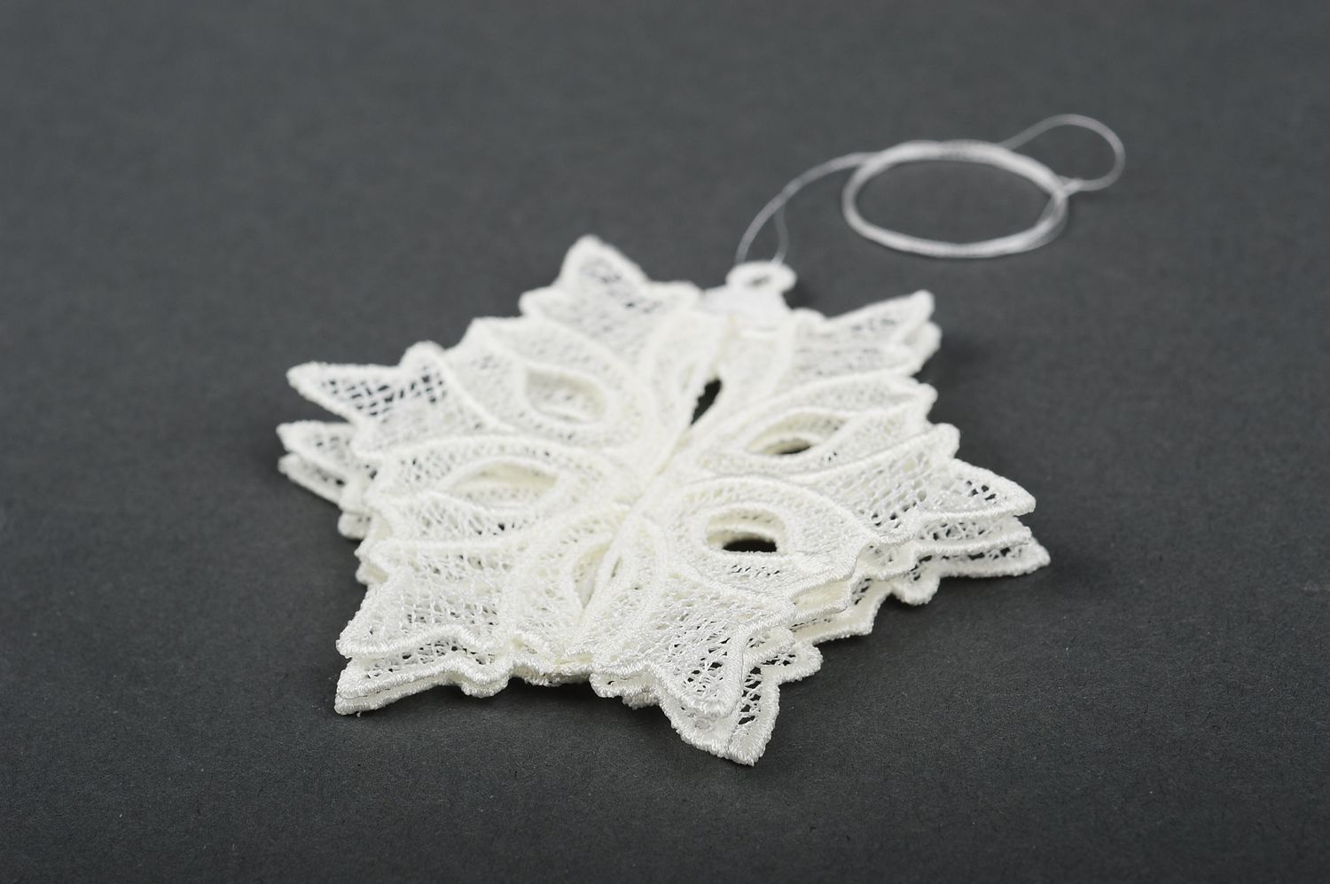Snowflake Christmas toy lace toy openwork Christmas toy decorative use only photo 3