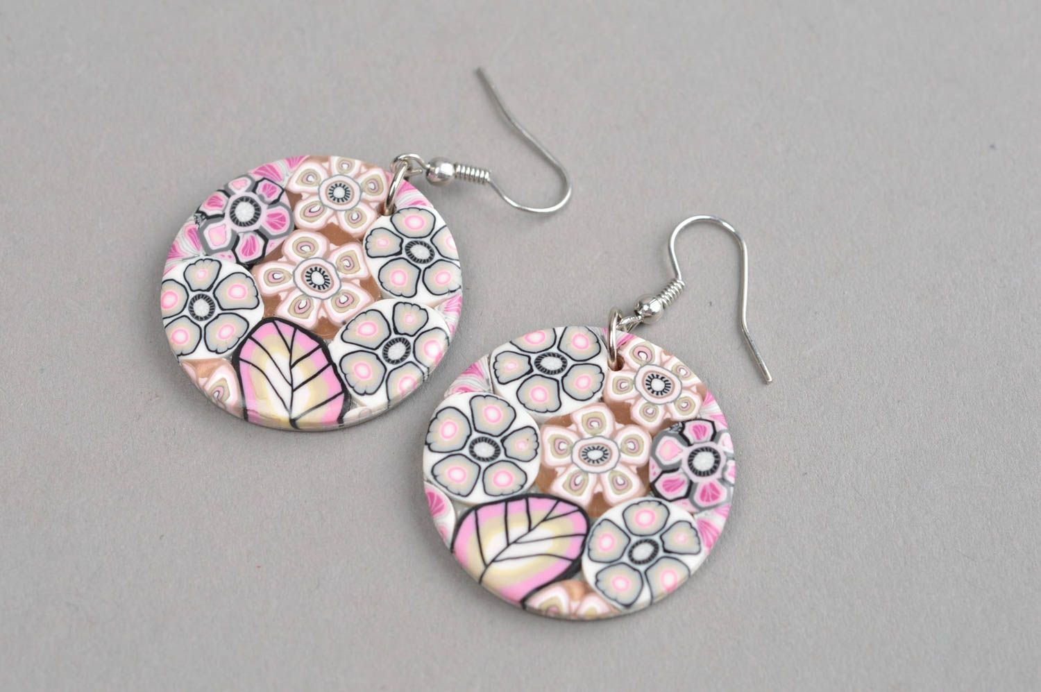 Plastic earrings jewelry handmade polymer clay accessory present for women photo 2