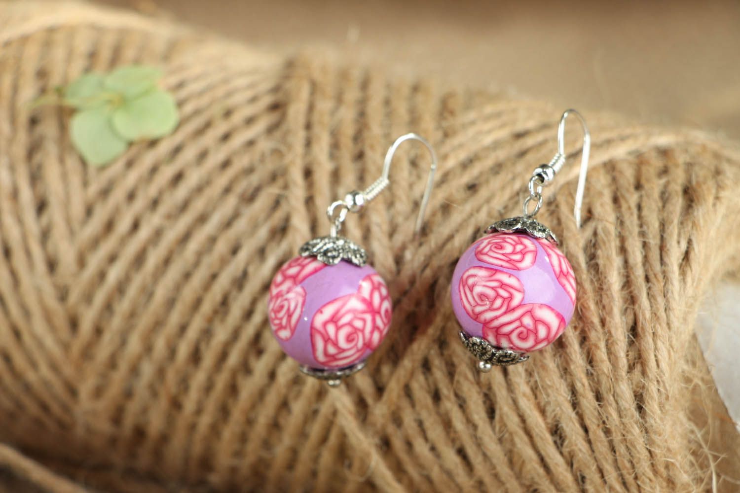 Polymer clay earrings Roses Beads photo 4