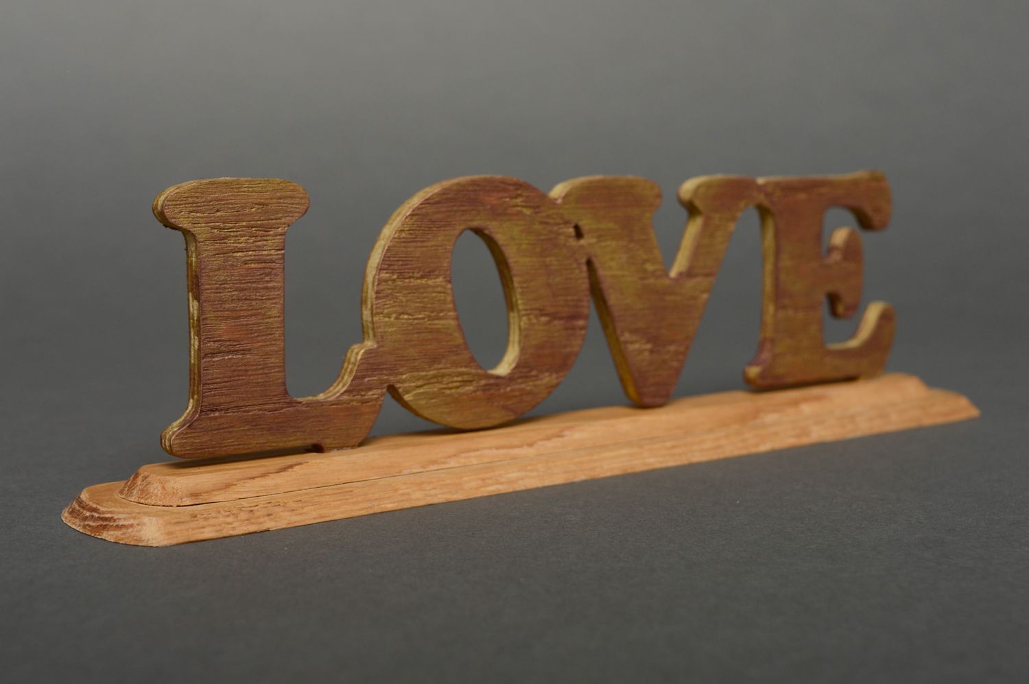 Wooden word for wedding love photo 1