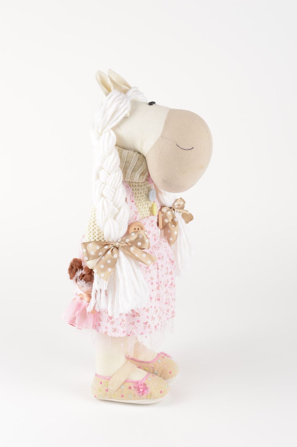 Необычная кукла ручной работы лошадка кукла из ткани красивая мягкая кукла фото 4