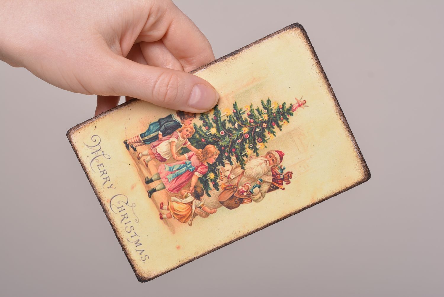 Handgemachte schöne Grusskarte Postkarte Holz Grußkarte Designer Weihnachten  foto 4