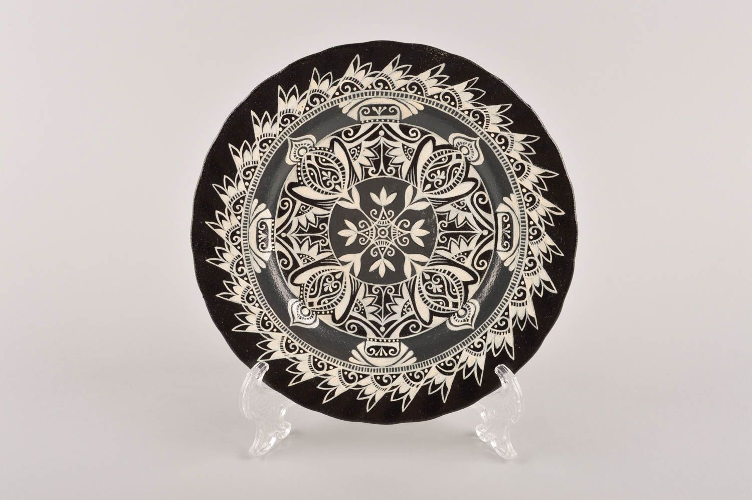 Plato de cerámica hecho a mano utensilio de cocina color negro regalo original foto 2