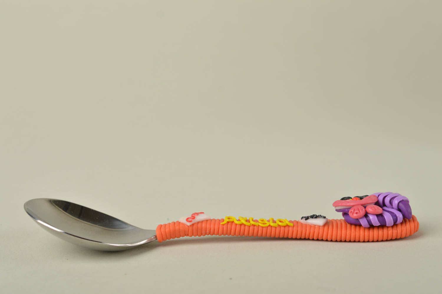 Handmade tableware teaspoon with plastic handle decorative spoon steel spoon photo 3
