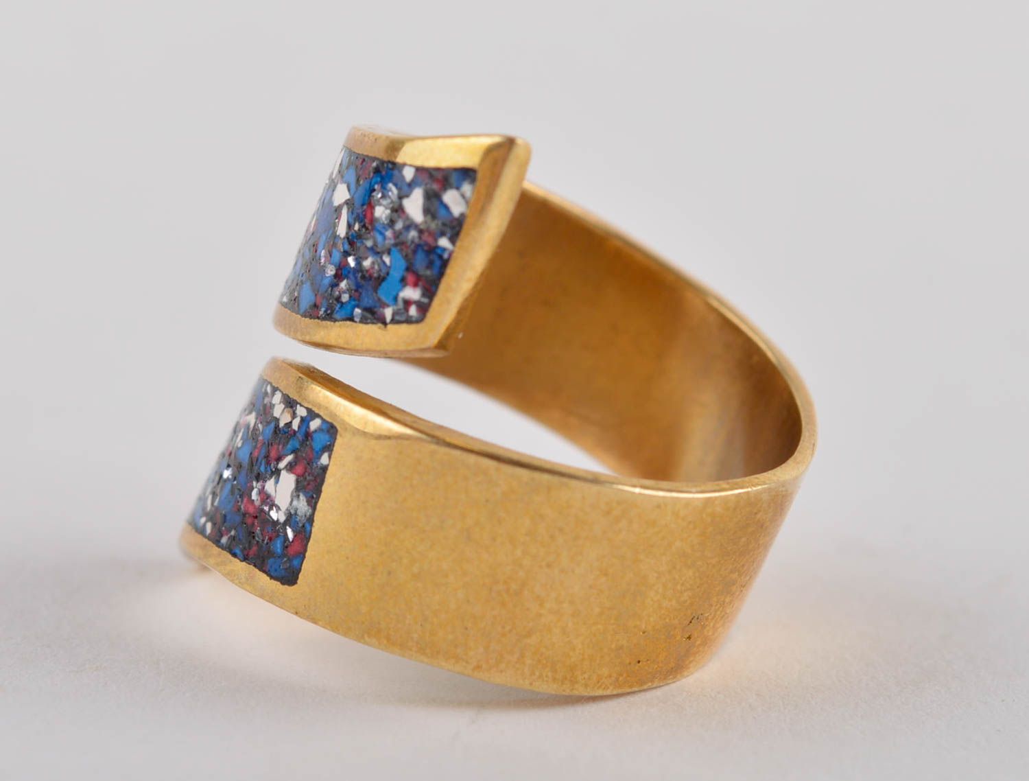 Модное кольцо украшение ручной работы украшение из латуни и натуральных камней фото 4