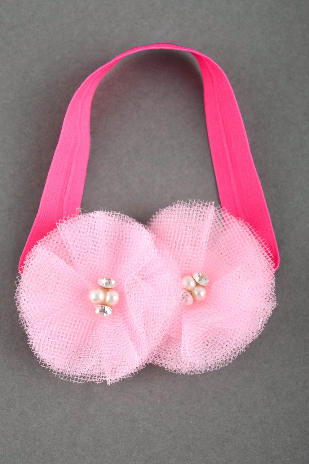 Повязка на голову ручной работы повязка для девочки розовая детская повязка фото 1