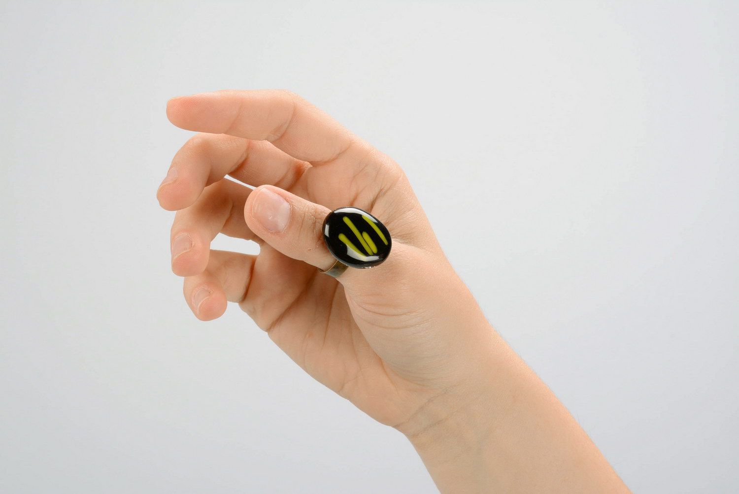 Ring made of fusing glass Salute in the dark sky photo 3