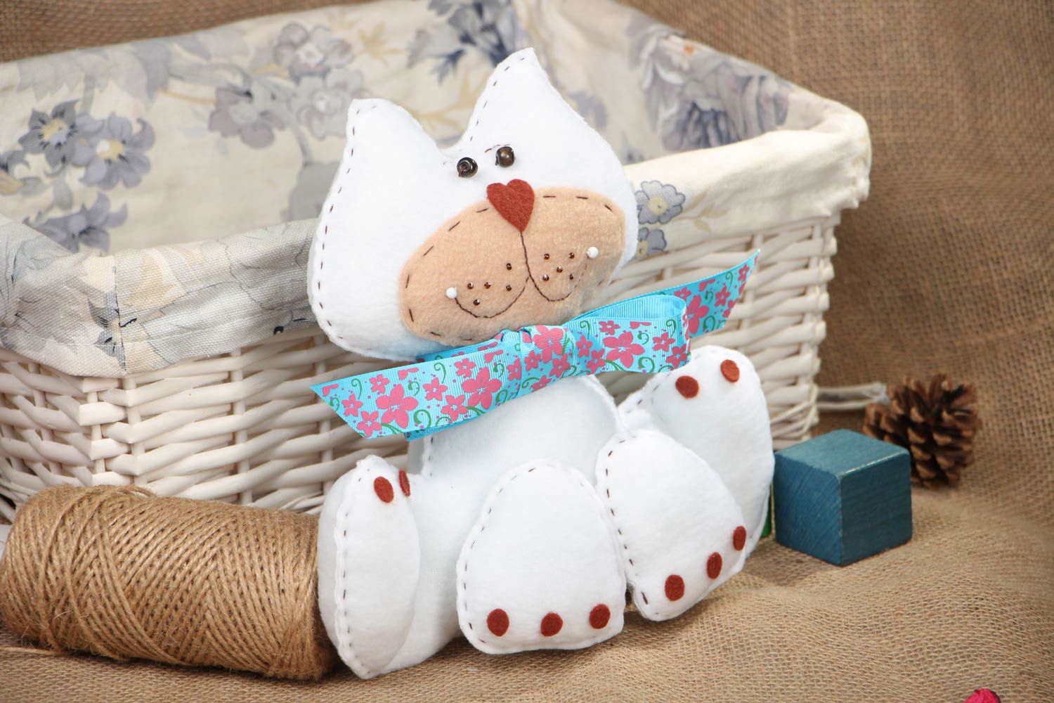 Soft fleece toy Cat with Butterfly photo 5