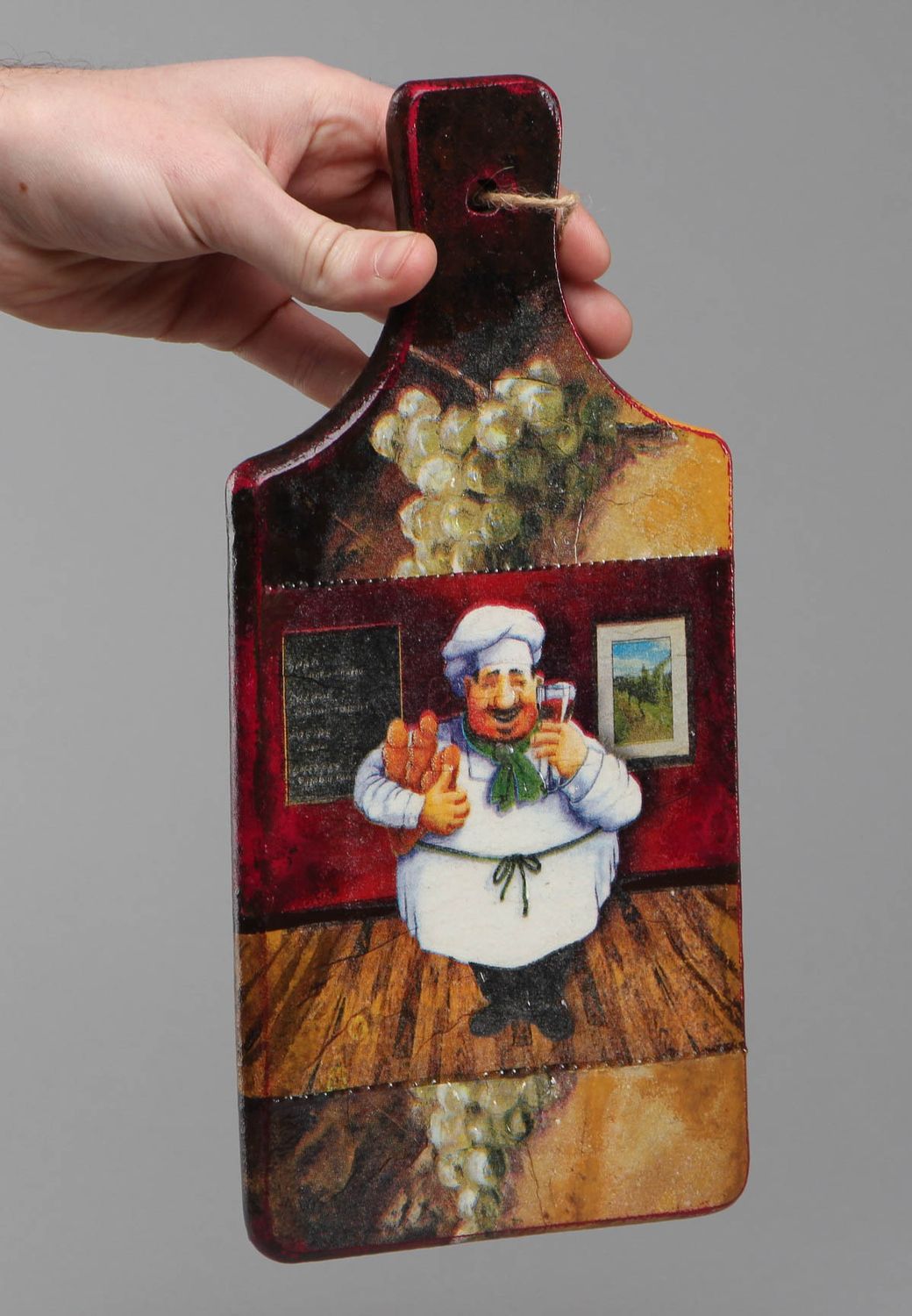 Decoupage cutting board with image of cook photo 4