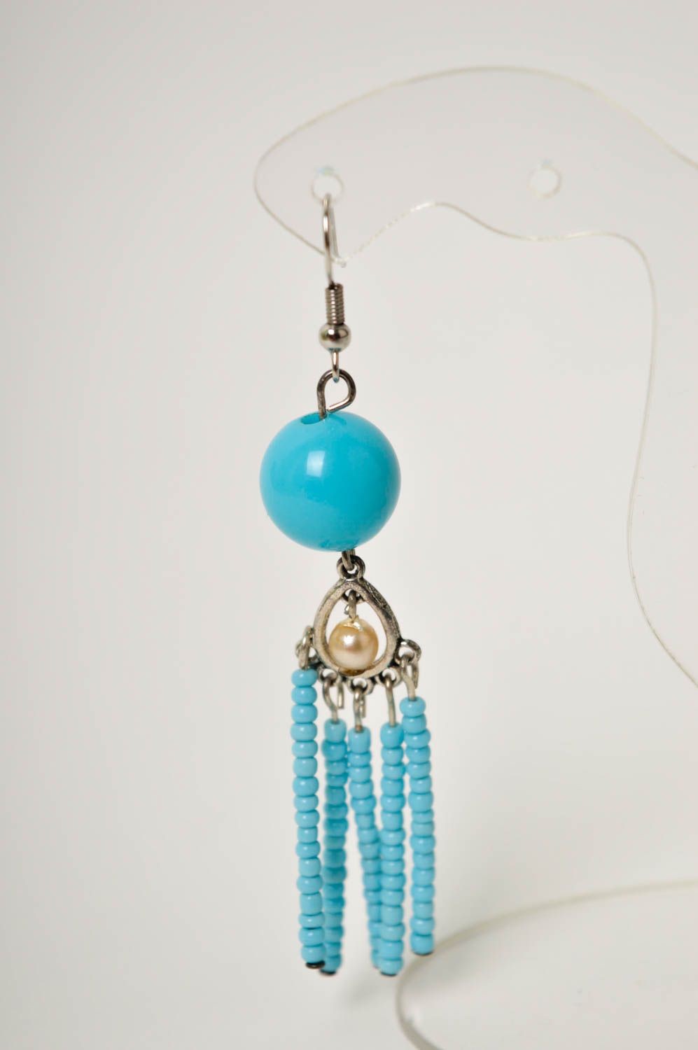 Handmade earrings long earrings with charms designer jewelry gift ideas photo 3