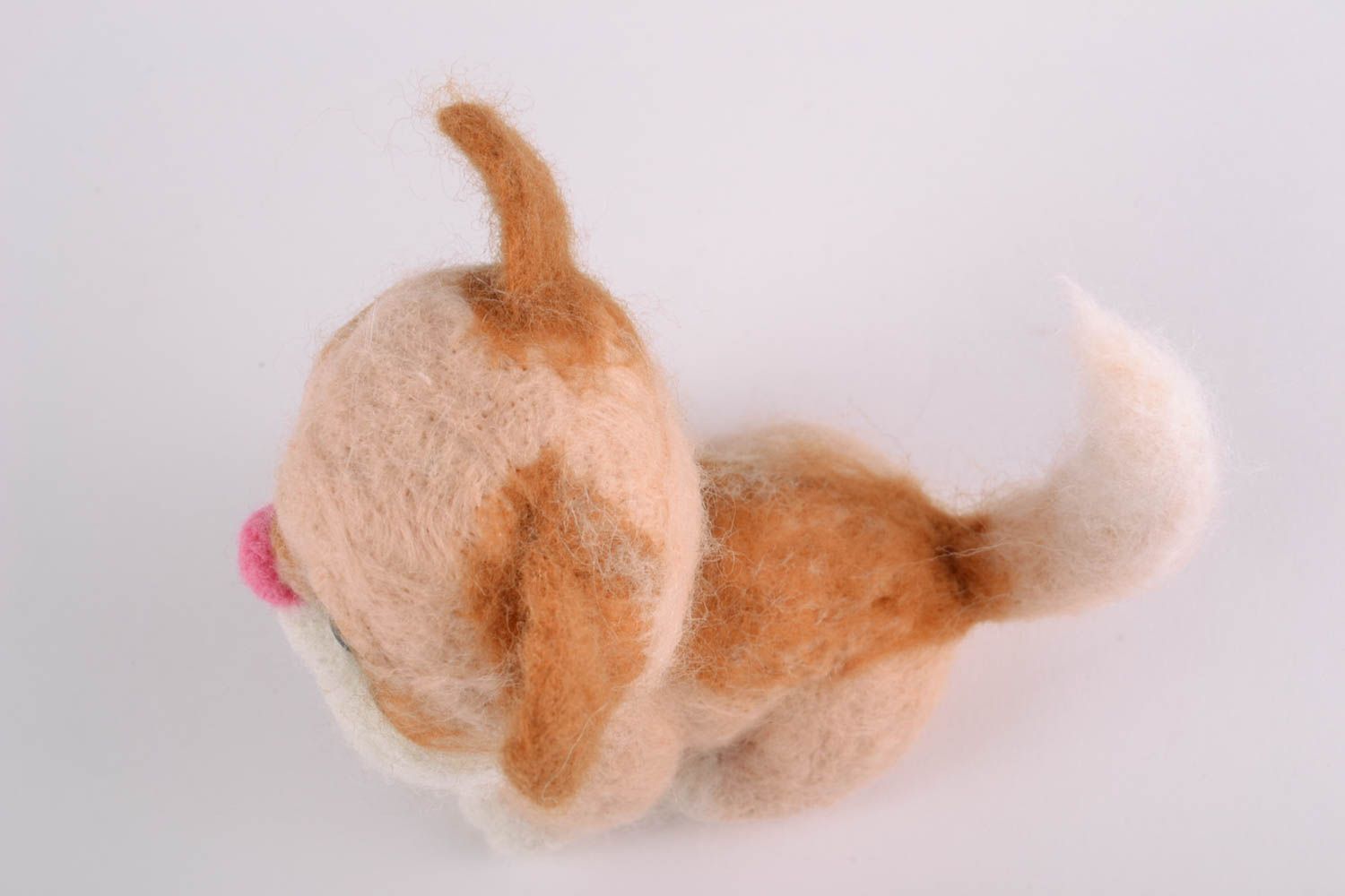 Petit jouet mou fait main en laine naturelle Chat mignon cadeau pour enfant photo 4