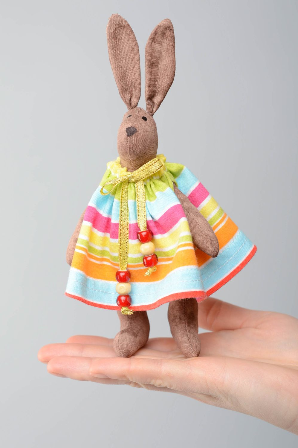 Handmade fabric toy Rabbit in Dress photo 4