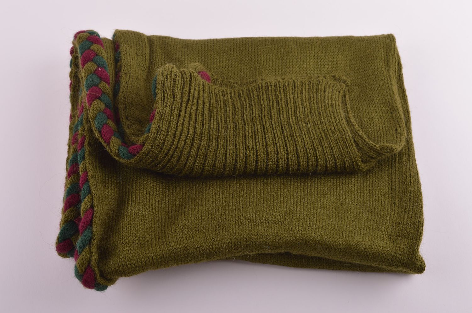 Handgefertigt Halstuch Damen Schal aus Wolle Geschenk Ideen in Grün originell foto 2