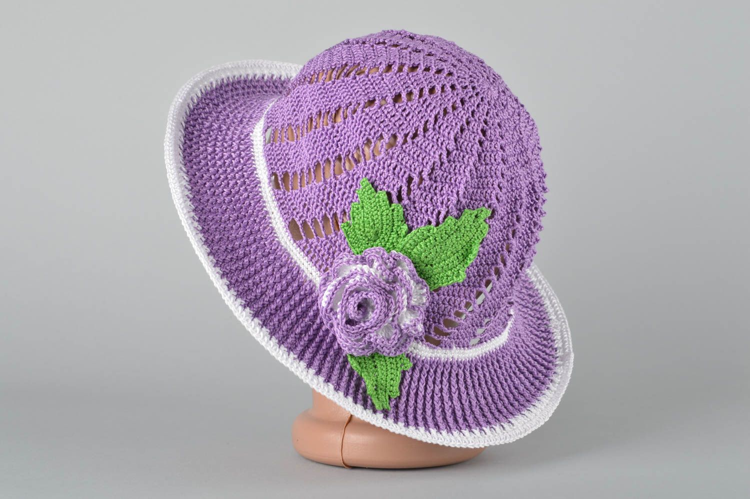 Chapeau violet fait main Accessoire femme tricot au crochet Cadeau femme photo 4