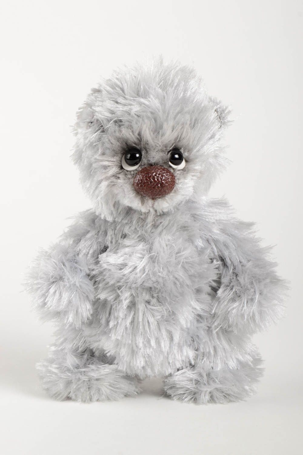 Stuffed teddy bear toy in grey and white colors. 9 inches tall photo 2