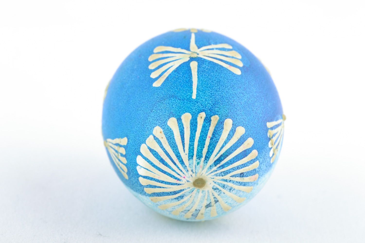 Homemade blue painted Easter chicken egg photo 5