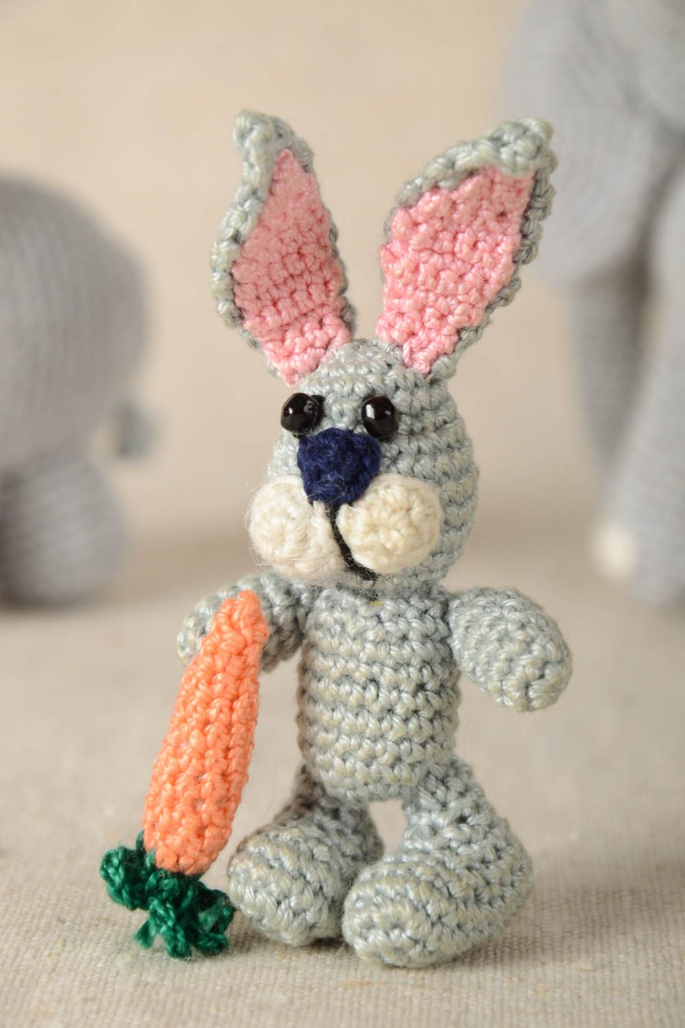 Crocheted handmade soft toy textile toy rabbit unusual present for kids photo 1
