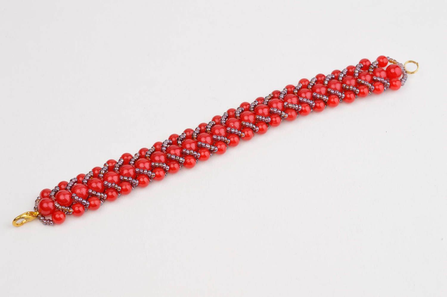 Красный браслет из бусин ручной работы модный браслет модная бижутерия фото 2