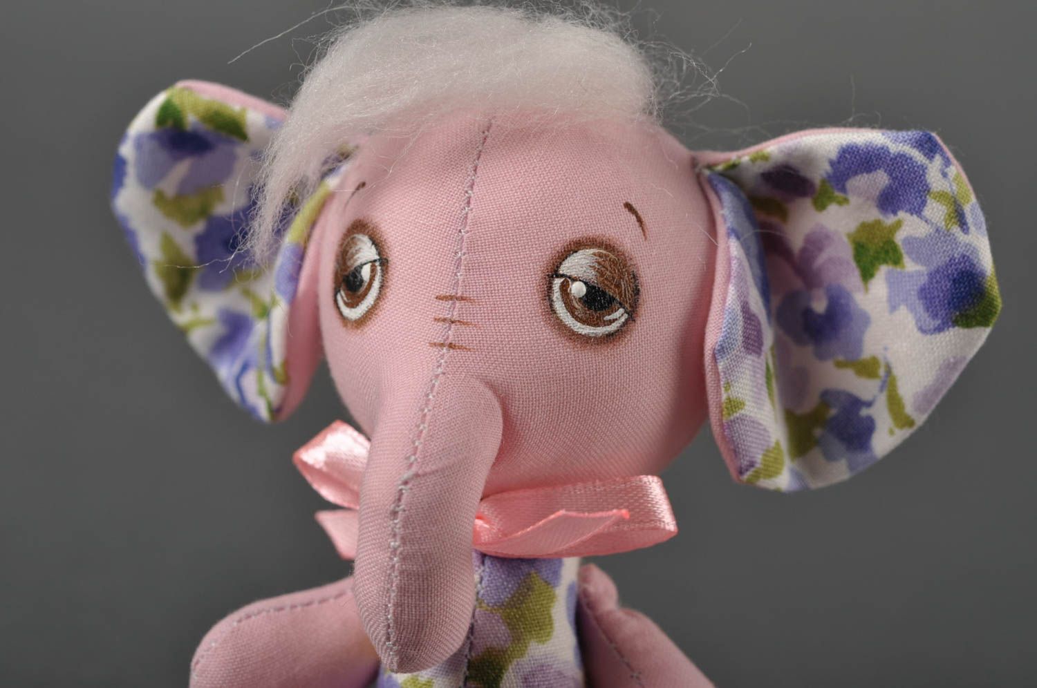 Jouet éléphant Peluche faite main en textile décorative Cadeau pour enfant photo 2