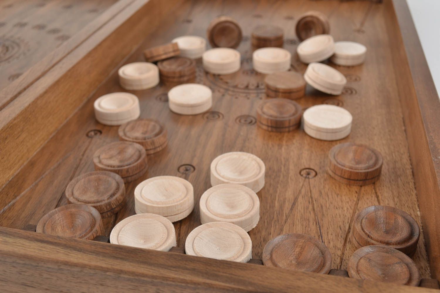 Pions pour Jeu de dames fait main Jeux de table 30 pièces Cadeau original bois photo 2
