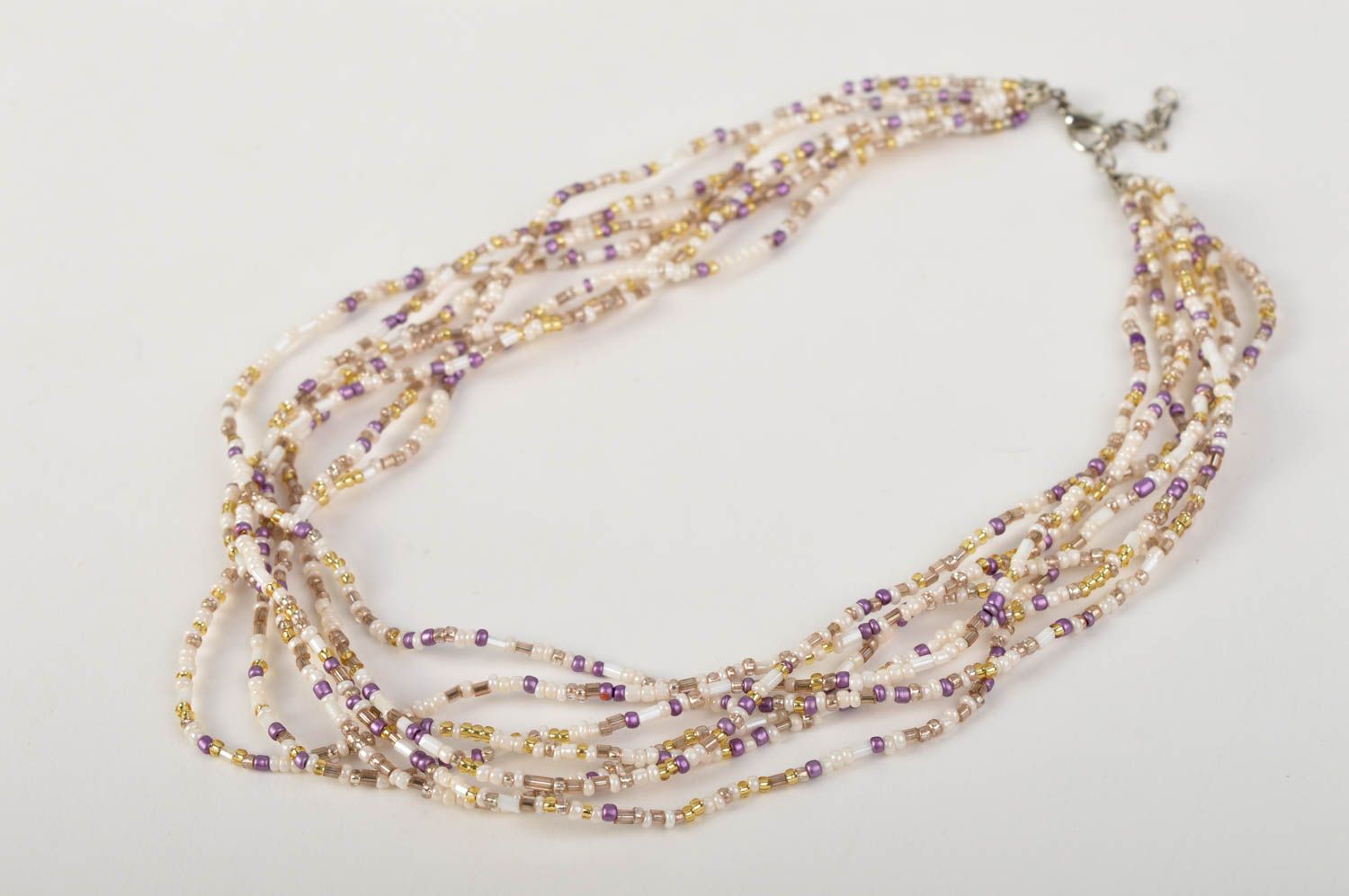 Multirow handmade bead necklace woven beaded necklace artisan jewelry designs photo 2