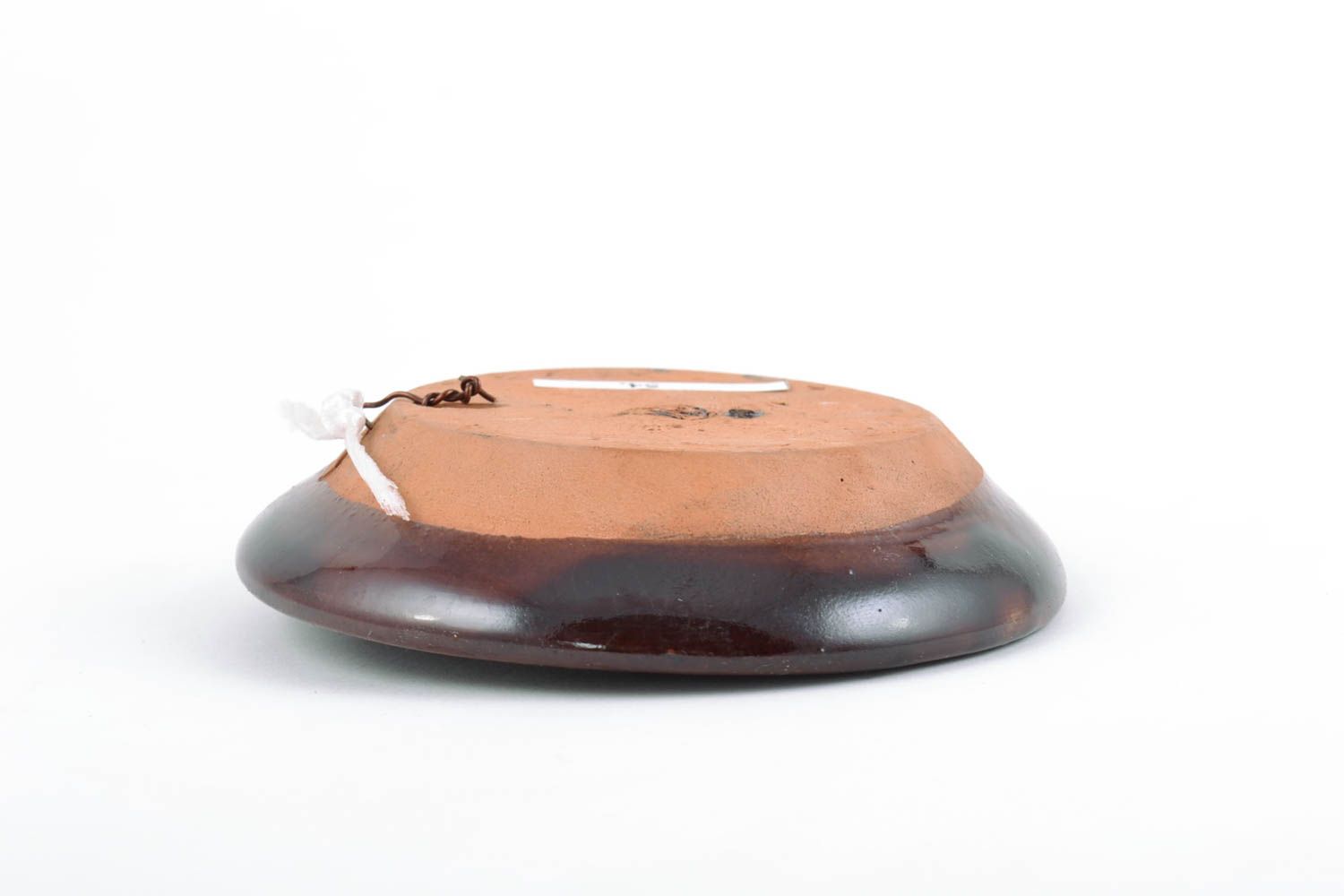 Kleiner handgemachter brauner schöner Deko Teller aus Keramik für Haus Dekor foto 5