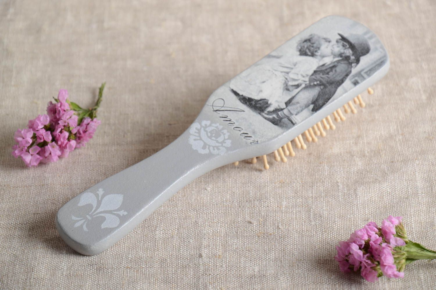 Handmade Haarbürste aus Holz Haar Accessoire Geburtstagsgeschenk für Mädchen foto 1