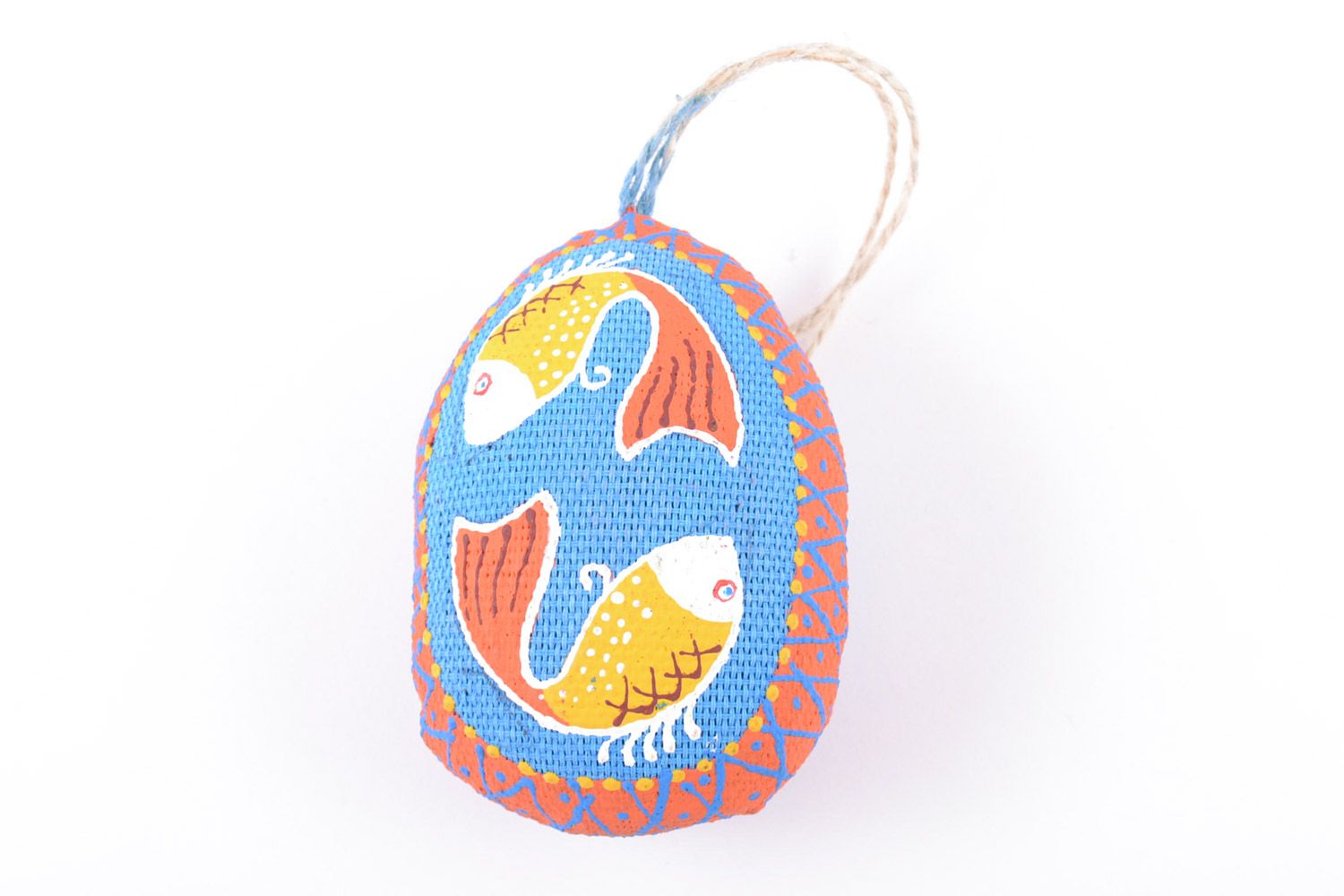 Colgante decorativo aromatizado de textil con forma de huevo de Pascua hecho a mano foto 4