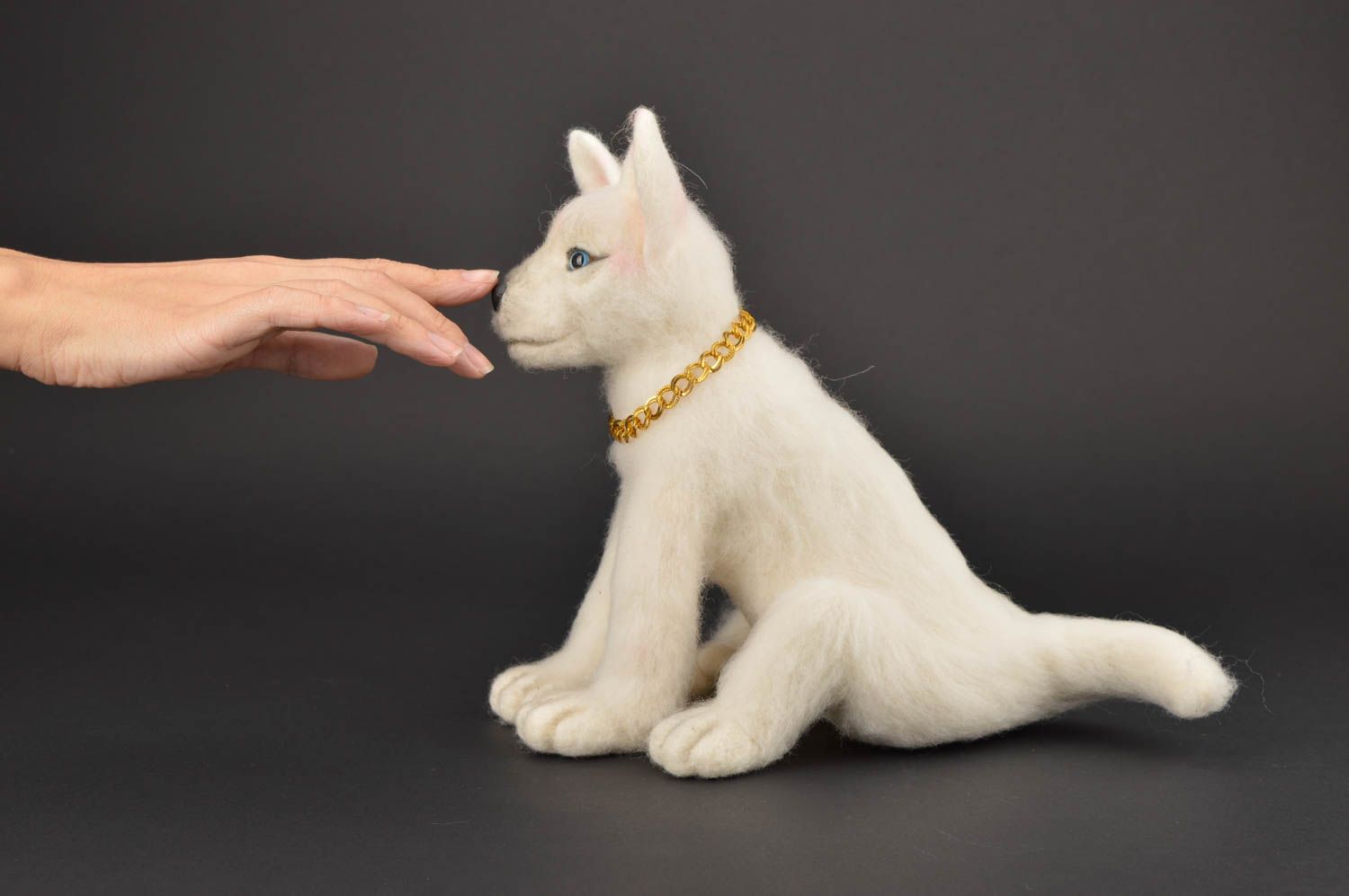 Muñeco de fieltro hecho a mano juguete original regalo especial Perro blanco foto 5