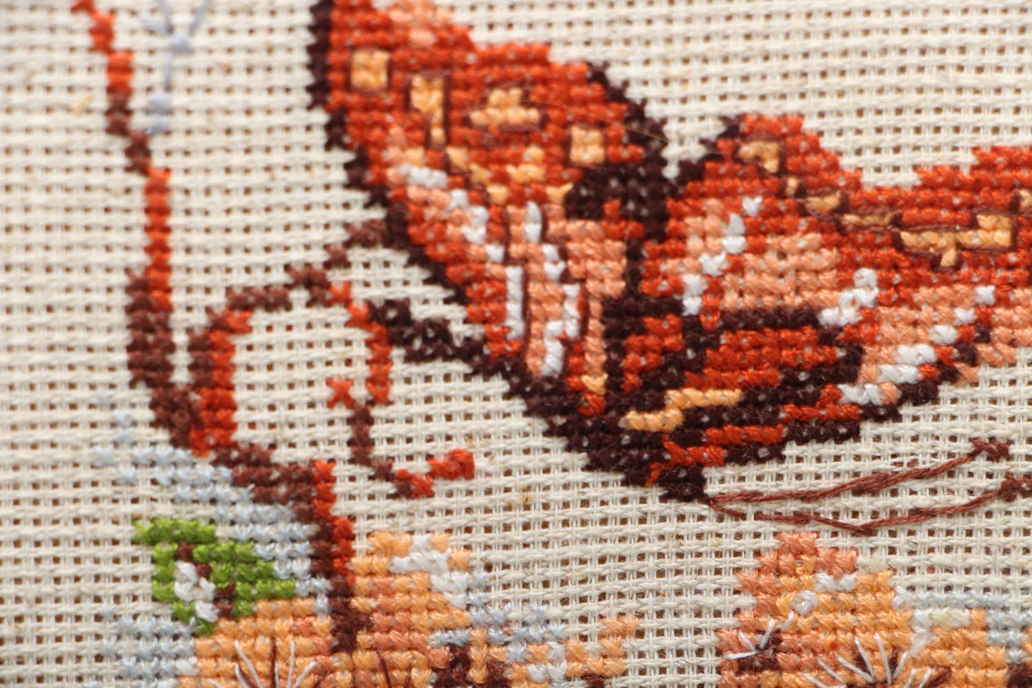 Cross stitched picture Terracotta Butterflies photo 2