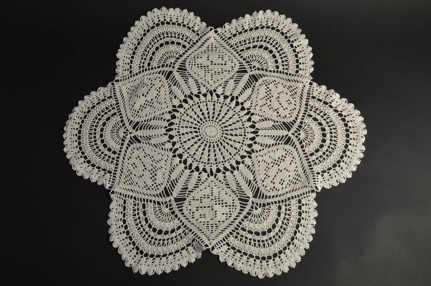 Beautiful exquisite handmade white crocheted decorative table doily photo 1